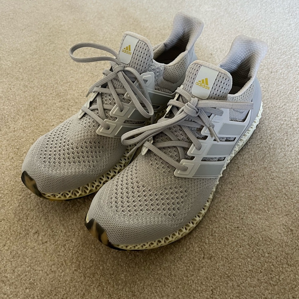 adidas Light Grey Knit 4D Lattice Runner with Cream Midsole